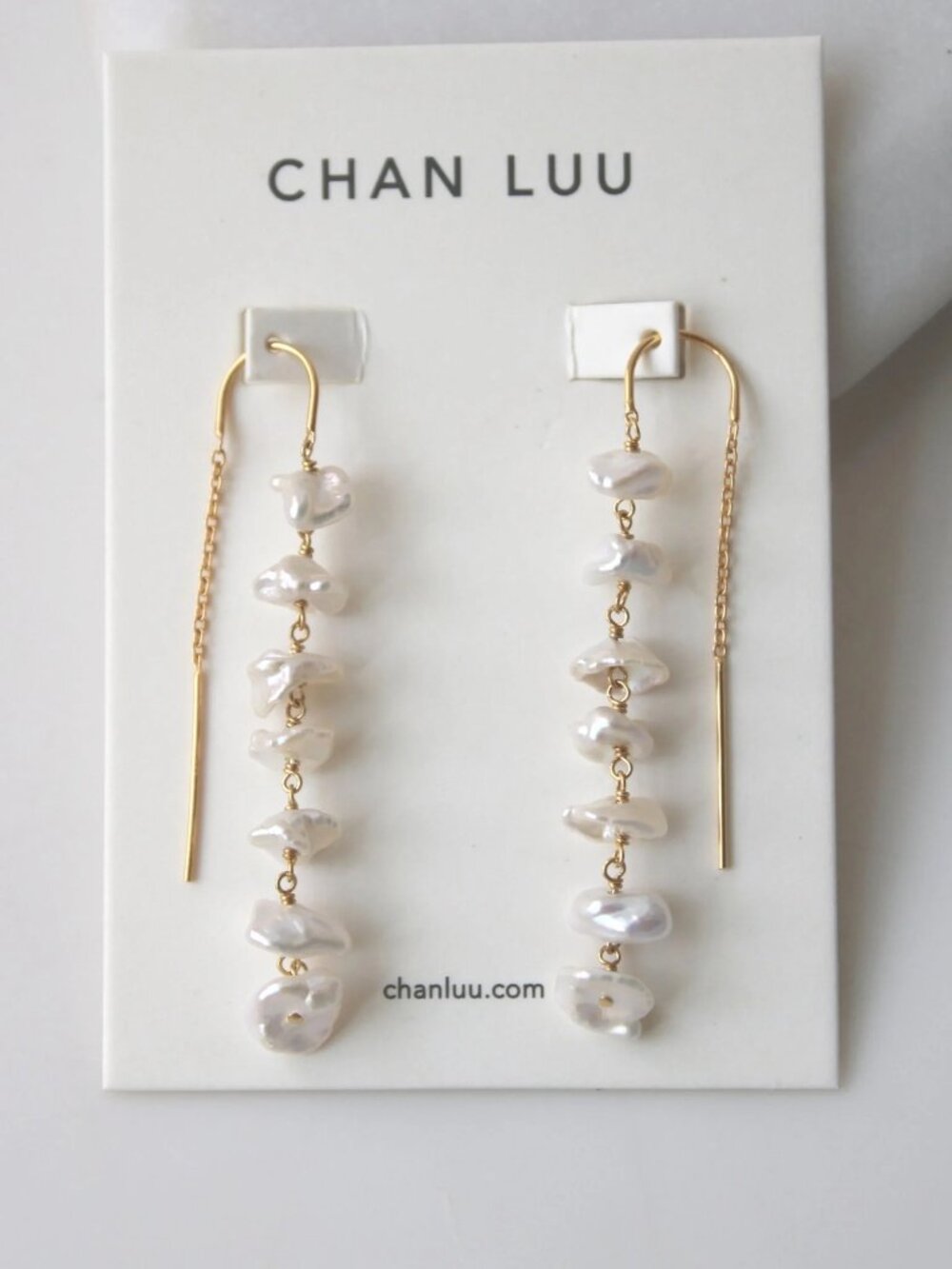 Chan Luu Anini Thread Thru Earrings Gold - Picture 3 of 3